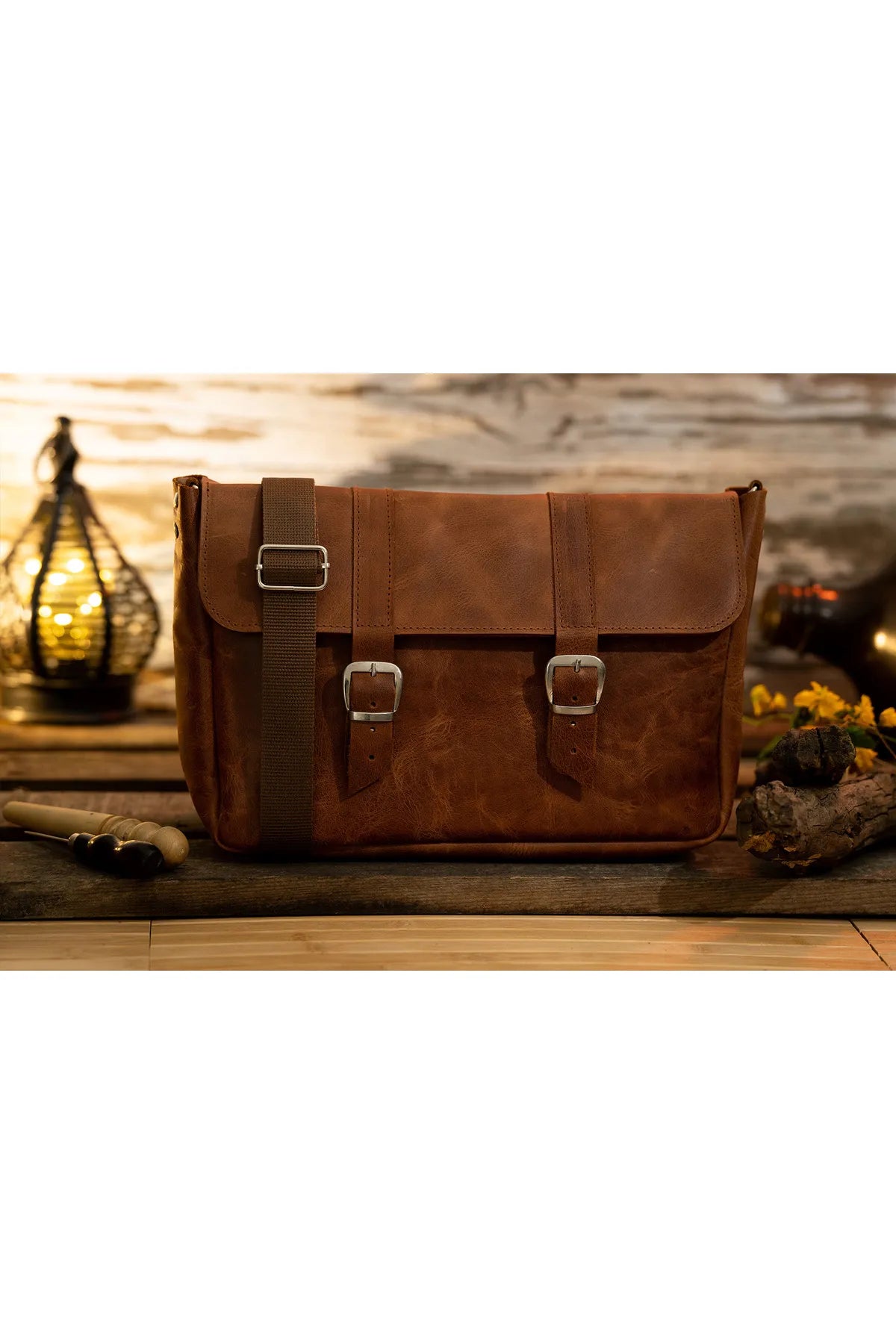 Genuine Leather Tablet Shoulder Bag – Fits Up to 11