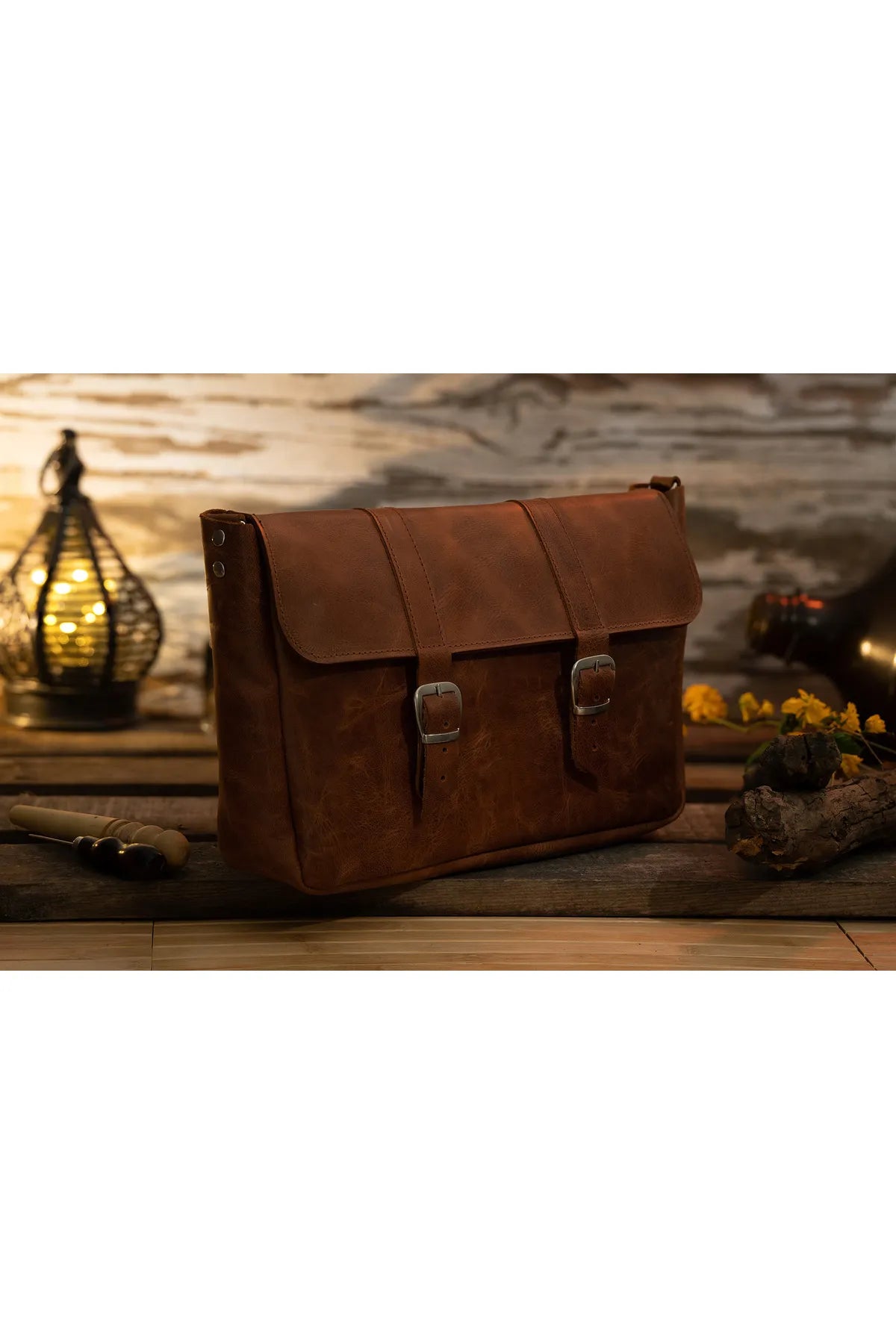 Genuine Leather Tablet Shoulder Bag – Fits Up to 11