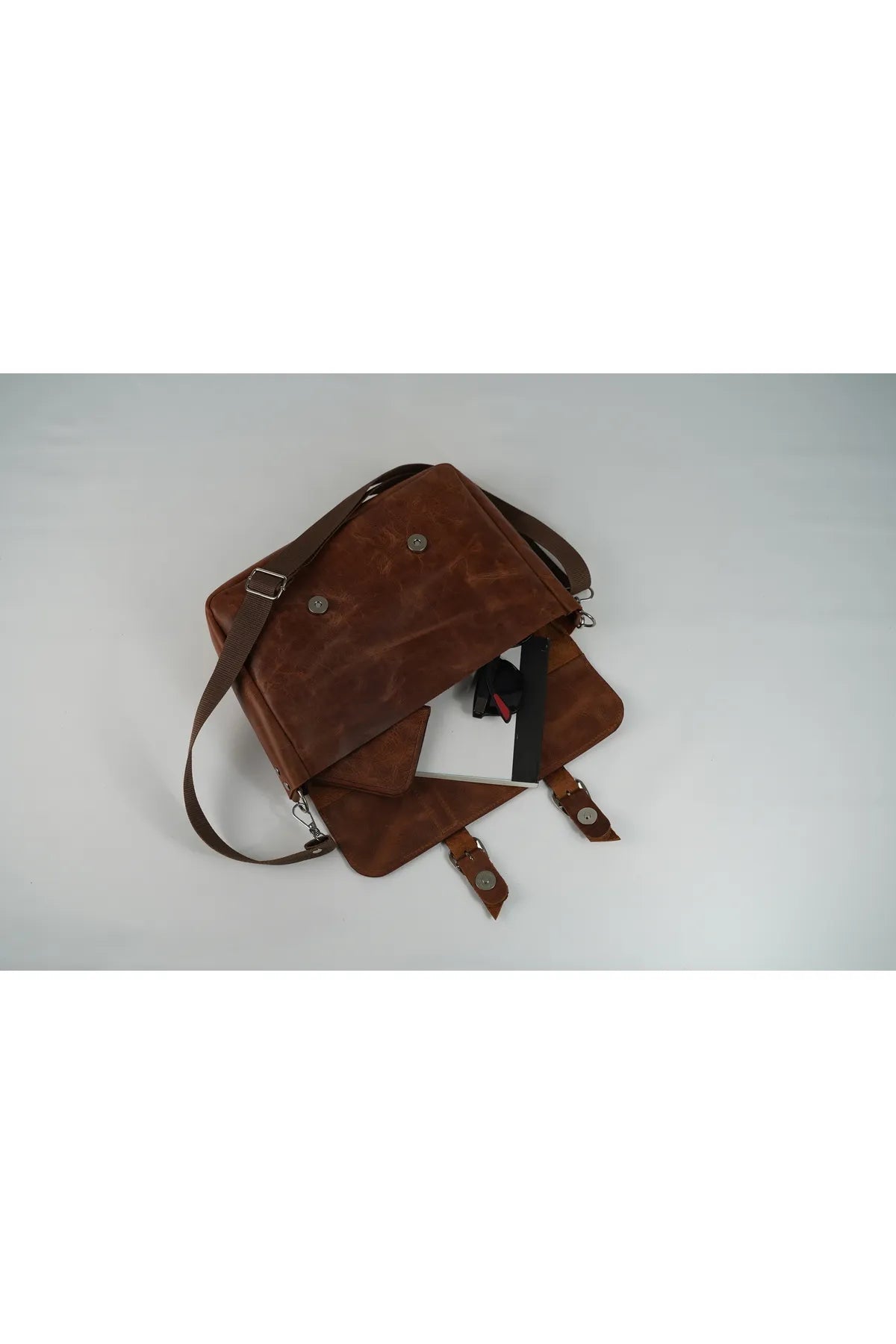 Genuine Leather Tablet Shoulder Bag – Fits Up to 11