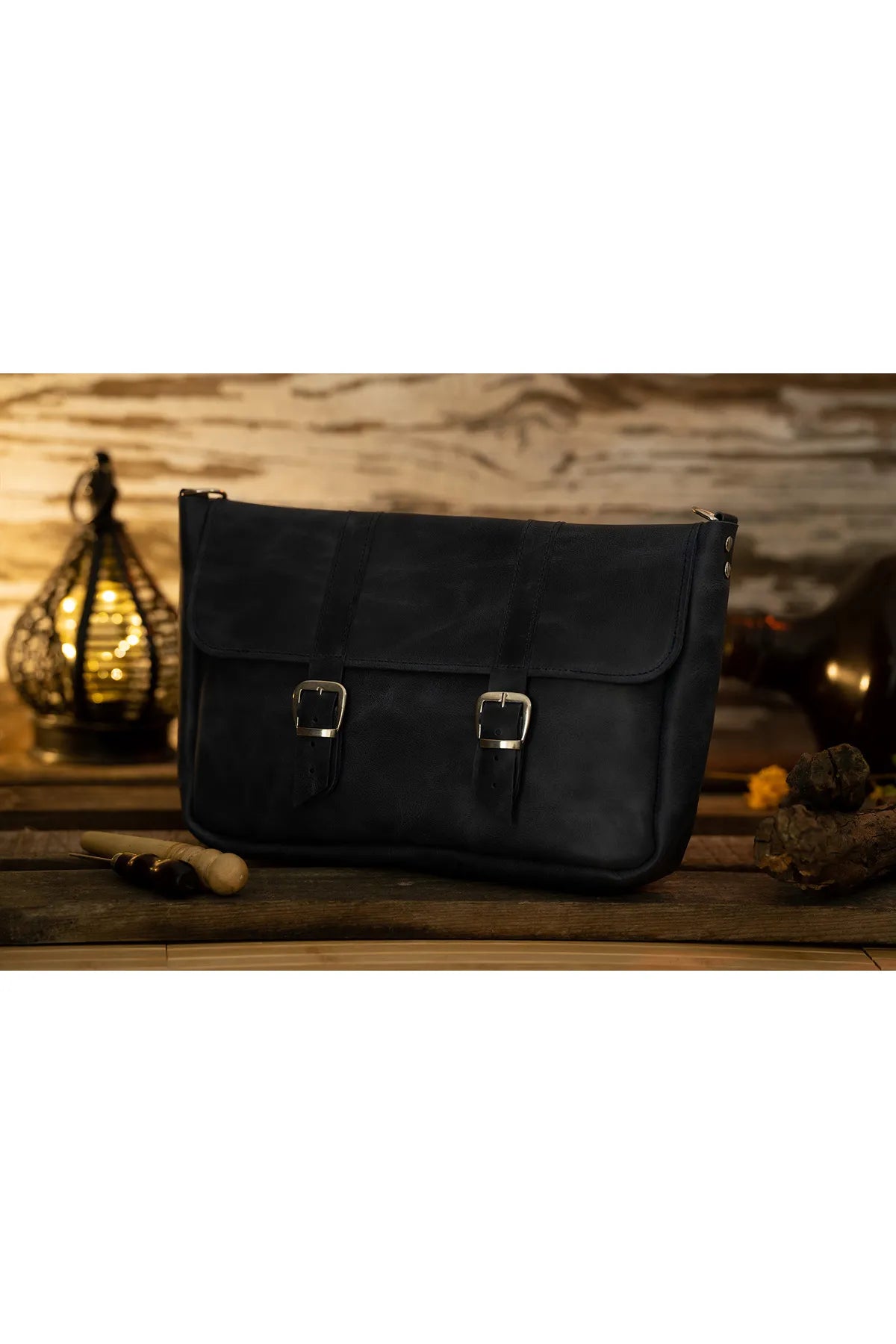 Genuine Leather Tablet Shoulder Bag – Fits Up to 11