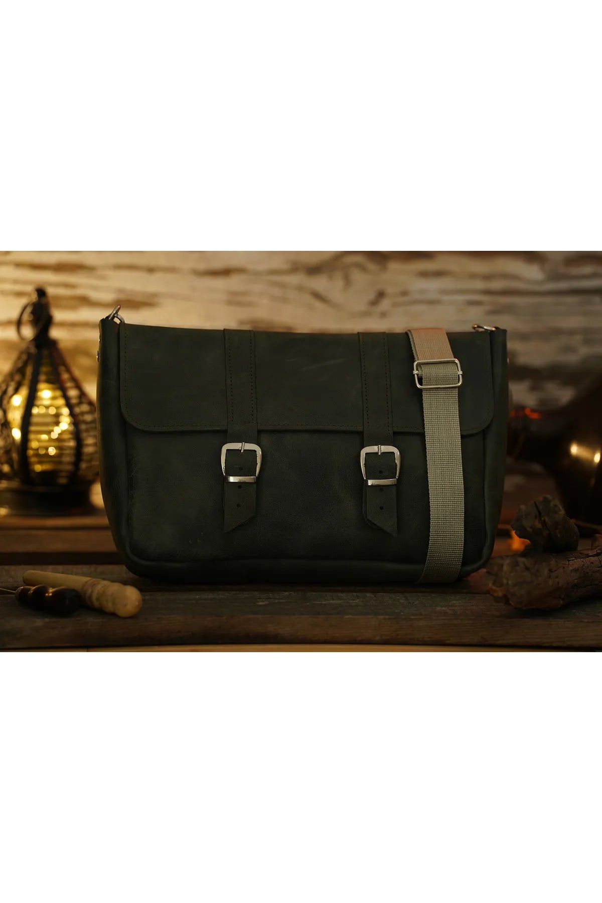 Genuine Leather Tablet Shoulder Bag – Fits Up to 11