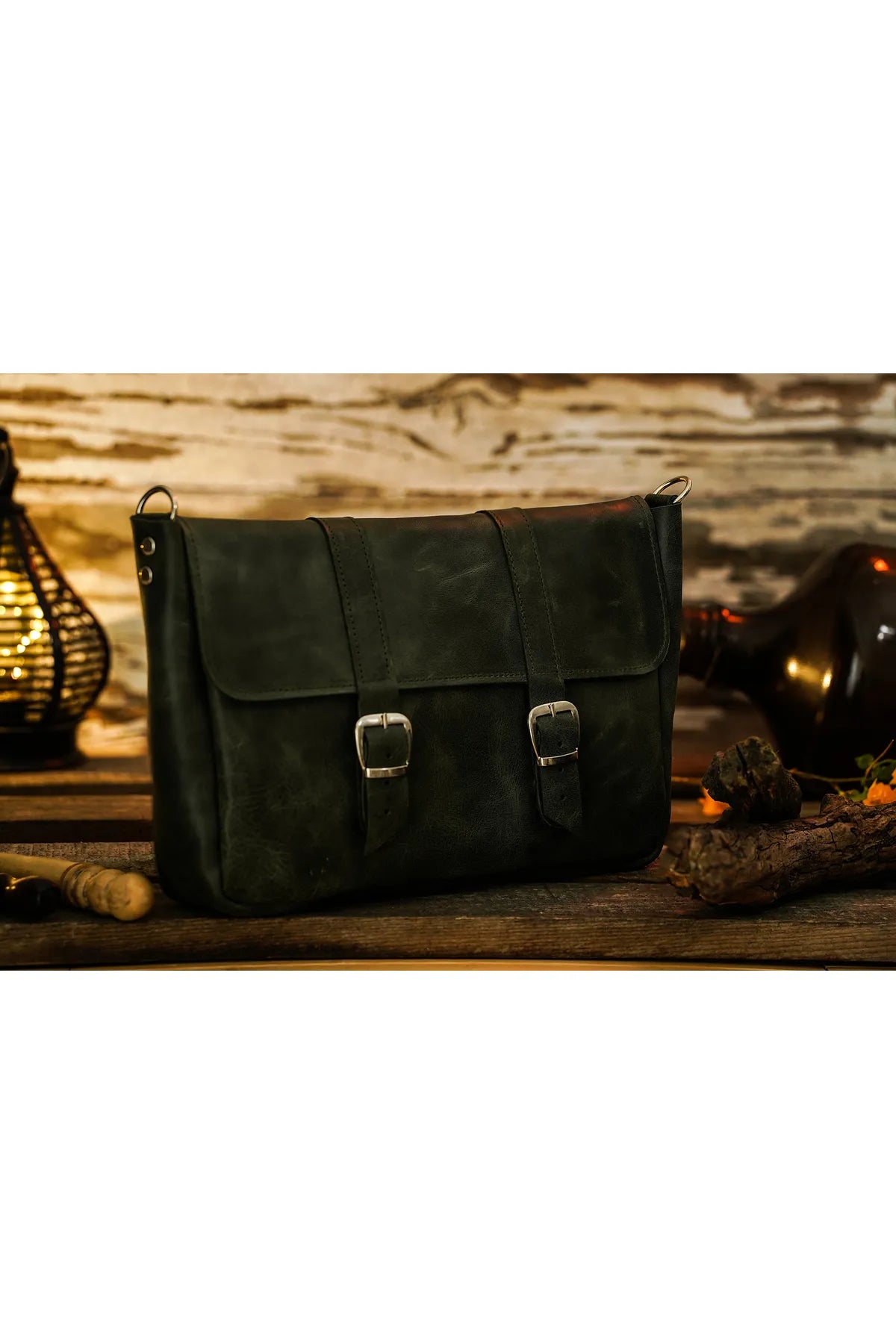 Genuine Leather Tablet Shoulder Bag – Fits Up to 11